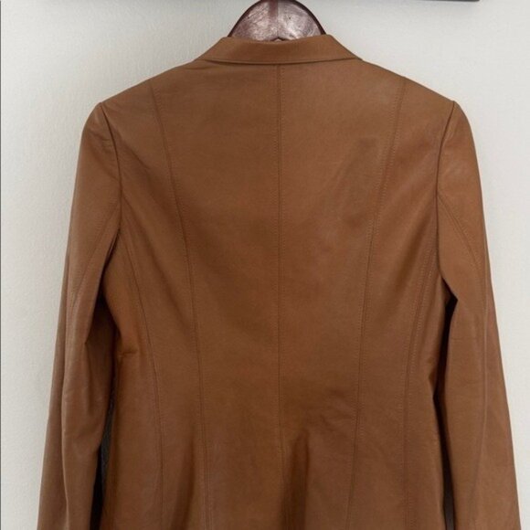Cole Hann Lambskin Leather Jacket Womens Small Full Zip Tan - Picture 9 of 16